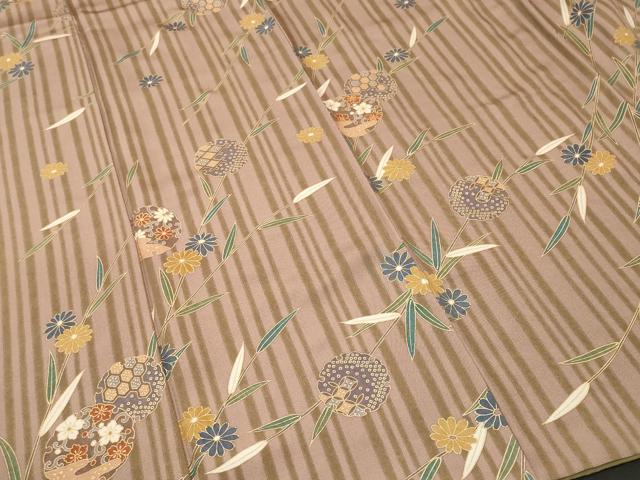 平和屋着物■上質な小紋 雪輪重ね草花文 金彩 正絹 逸品 CABL3706ev