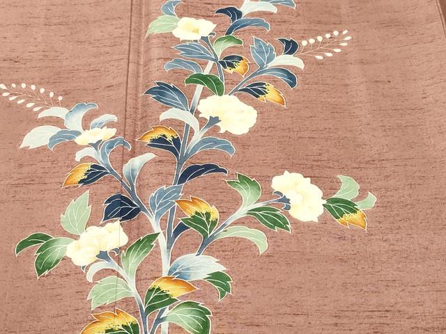 平和屋着物■訪問着 紬地 枝花文 正絹 逸品 CABL3709ev