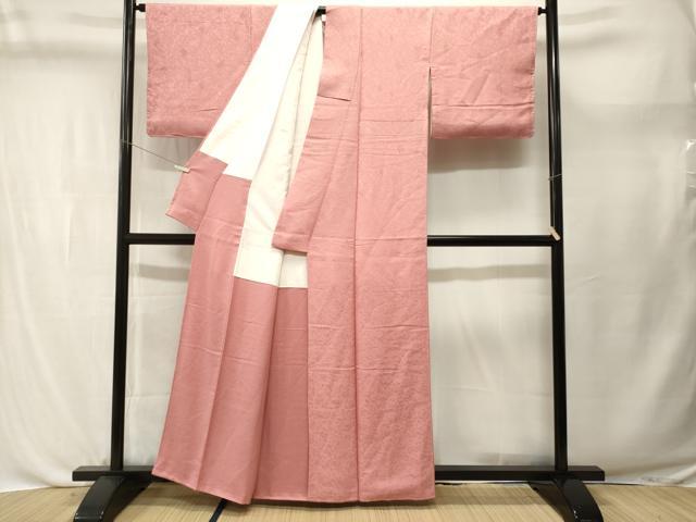 平和屋着物■上質な色無地 更紗花地紋 石竹色 正絹 逸品 CABL3712ev