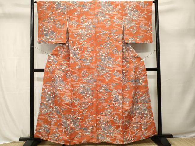 平和屋着物■上質な小紋 型染め 松竹梅御所解文 鬼しぼ縮緬 阪急百貨店扱い 正絹 逸品 CABL3736ev