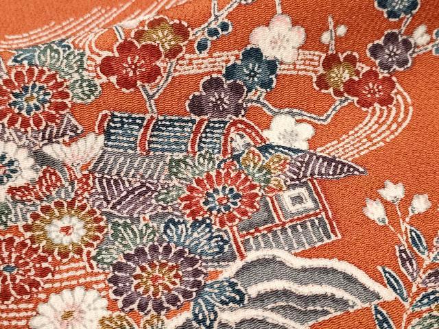 平和屋着物■上質な小紋 型染め 松竹梅御所解文 鬼しぼ縮緬 阪急百貨店扱い 正絹 逸品 CABL3736ev
