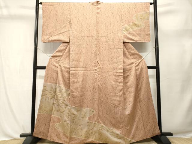 平和屋着物■訪問着 刺繍 舟 枝松文 金彩 正絹 逸品 CABL3741ev