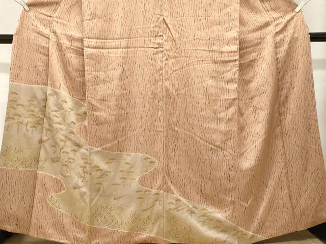 平和屋着物■訪問着 刺繍 舟 枝松文 金彩 正絹 逸品 CABL3741ev