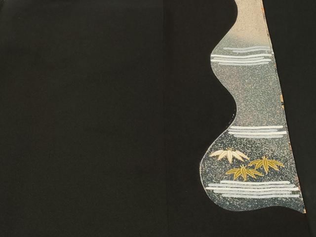 平和屋着物■豪華黒留袖 作家物 駒刺繍 佐賀錦 金嚢松竹梅 地紙鼓吉祥草花文 暈し染め 金彩 正絹 逸品 CABL3742ev