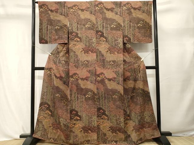 平和屋着物■上質な小紋 切嵌吉祥花文 鬼しぼ縮緬 正絹 逸品 CABL3743ev