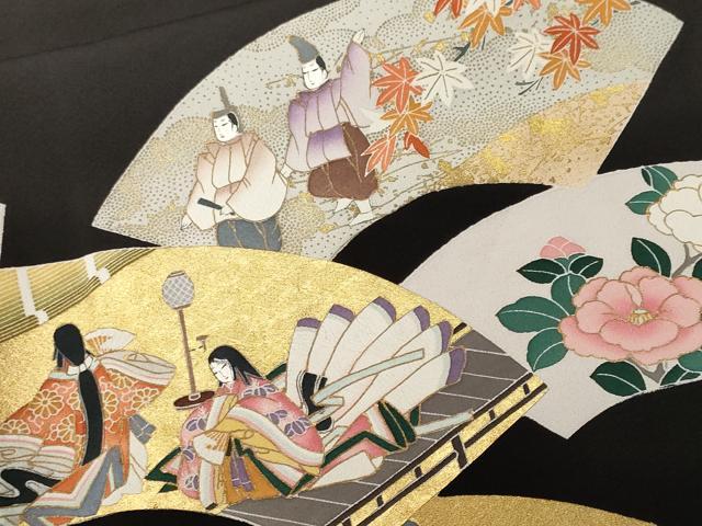 平和屋着物■豪華黒留袖 作家物 地紙重ね人物風景文 金彩 正絹 逸品 CABL3744ev