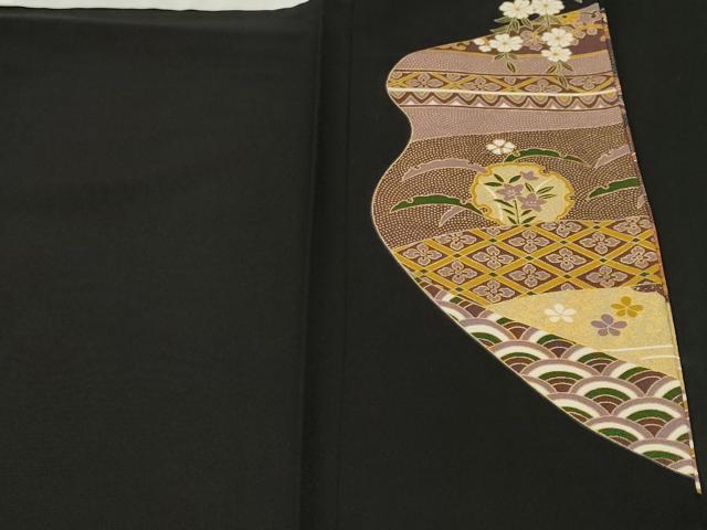 平和屋着物■豪華黒留袖 地紙重ね飛鶴雪輪花文 金彩 正絹 逸品 CABL3754ev