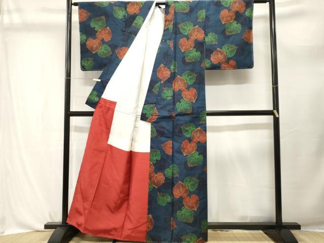 平和屋着物■上質な紬 蔦の葉文 正絹 逸品 CABL3756ev