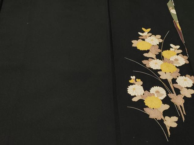 平和屋着物■豪華黒留袖 作家物 刺繍 鬘帯扇面群鶴花文 金彩 正絹 逸品 CABL3765ev