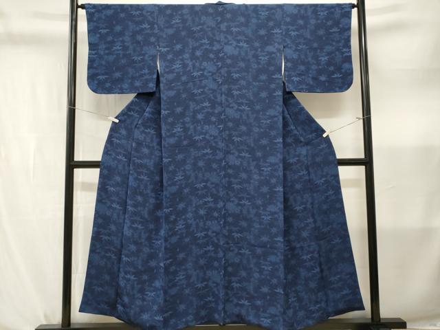 平和屋着物■上質な小紋 笹花文 鬼しぼ縮緬 正絹 逸品 CABL3766ev