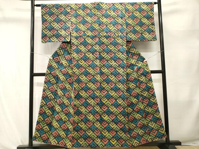 平和屋着物■上質な小紋 総絞り 青海波文 正絹 逸品 CABL3768ev