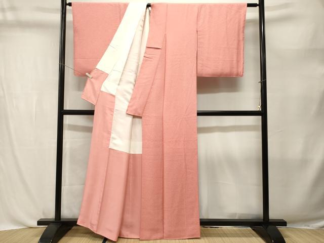 平和屋着物■上質な色無地 霞地紋 紅梅色 正絹 逸品 CABL3776ev
