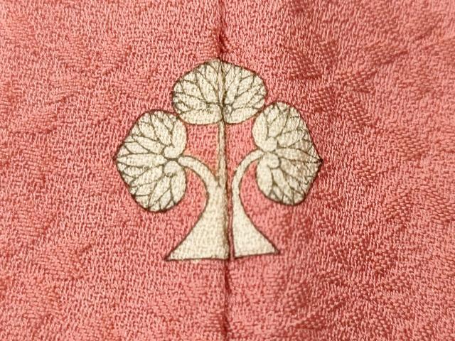 平和屋着物■上質な色無地 作家物 花尽くし地紋 甚三紅色 正絹 逸品 CABL3778ev