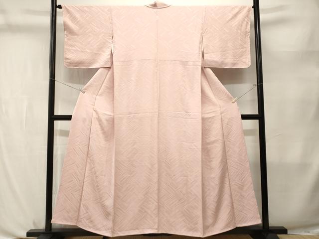 平和屋着物■上質な色無地 桧垣地紋 薄桜色 正絹 逸品 CABL3779ev