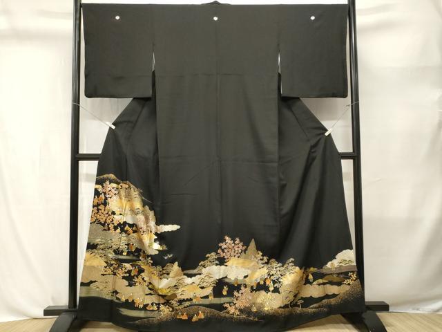 平和屋着物■豪華黒留袖 人物風景文 金銀彩 正絹 逸品 CABL3782ev