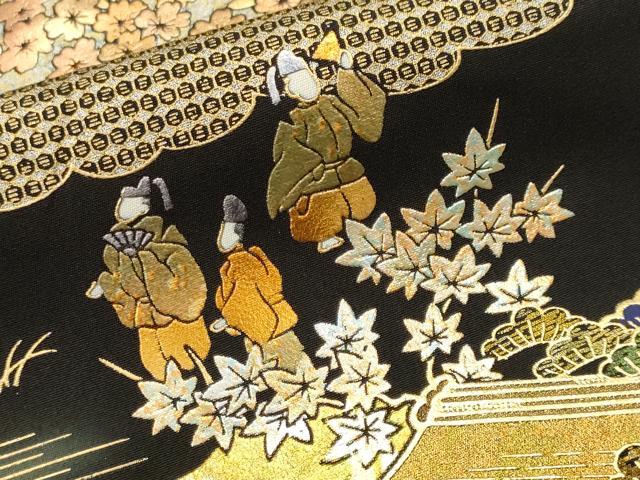 平和屋着物■豪華黒留袖 人物風景文 金銀彩 正絹 逸品 CABL3782ev