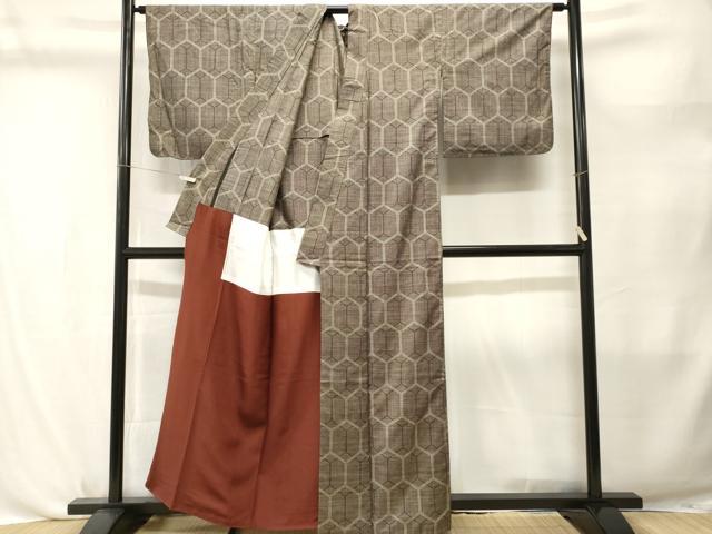 平和屋着物■本場大島紬 7マルキ 亀甲重ね 胴抜き仕立て 正絹 逸品 CABL3783ev