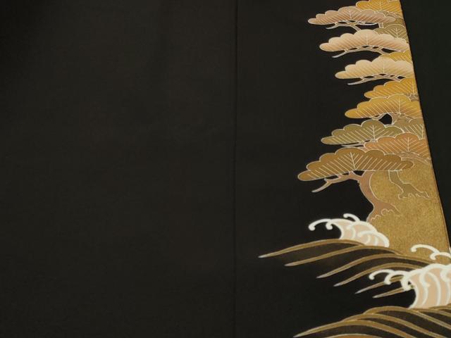 平和屋着物■豪華黒留袖 作家物 波松飛鶴文 金銀彩 鈴乃屋扱い 正絹 逸品 CABL3784ev