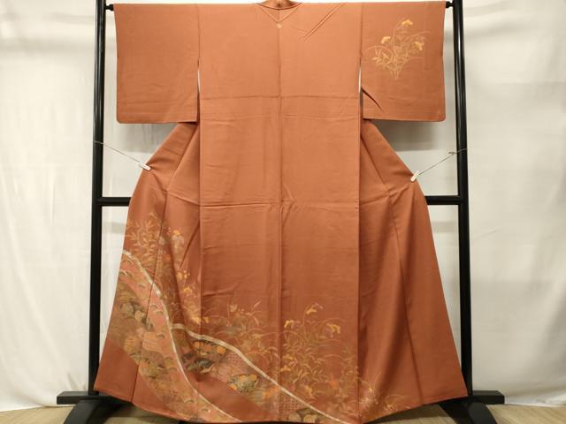平和屋着物■訪問着 扇面飛鶴枝花文 金銀彩 正絹 逸品 CABL3787ev