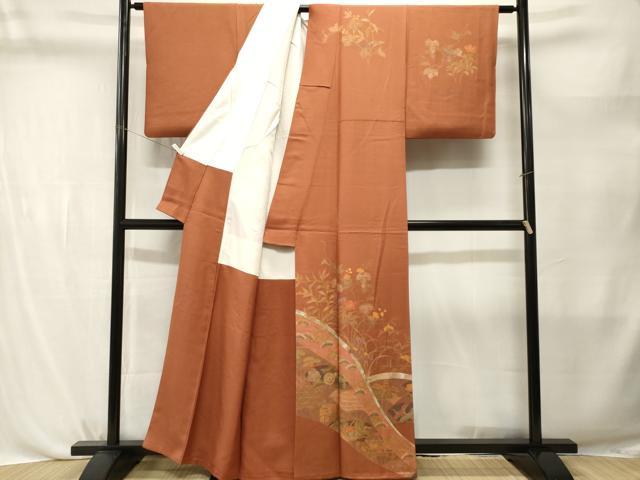 平和屋着物■訪問着 扇面飛鶴枝花文 金銀彩 正絹 逸品 CABL3787ev