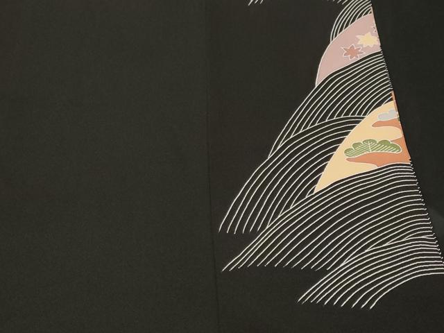 平和屋着物■豪華黒留袖 松竹梅 流水御所車花文 金彩 正絹 逸品 CABL3788ev