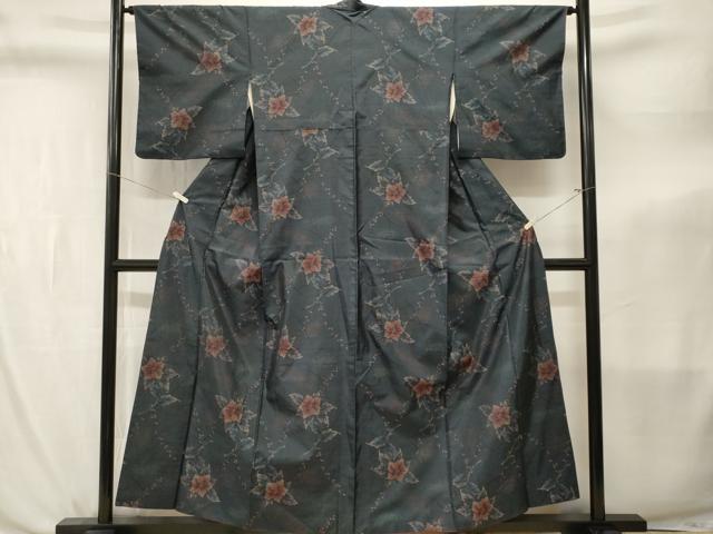 平和屋着物■本場大島紬 枝花文 正絹 逸品 CABL3808ev