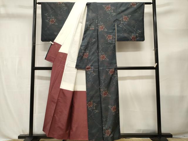平和屋着物■本場大島紬 枝花文 正絹 逸品 CABL3808ev