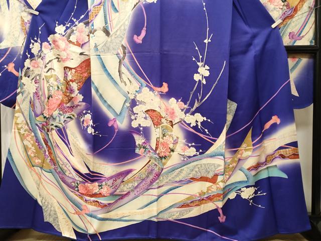 平和屋着物■豪華振袖 鬘帯枝花文 孔雀 鴛鴦 暈し染め 金彩 正絹 逸品 CABL3809ev
