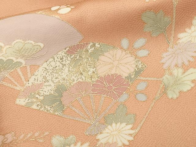 平和屋着物■訪問着 扇面枝花文 金彩 正絹 逸品 CABL3822ev