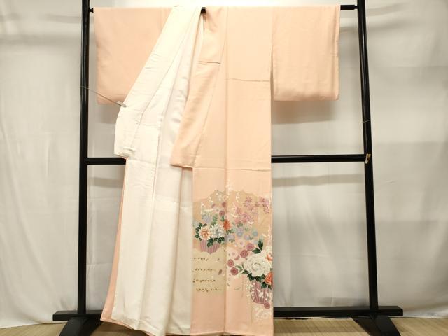 平和屋着物■豪華色留袖 刺繍 花籠文 金彩 正絹 逸品 CABL3824ev