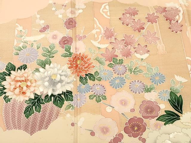 平和屋着物■豪華色留袖 刺繍 花籠文 金彩 正絹 逸品 CABL3824ev
