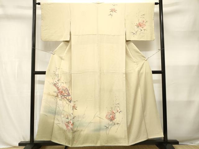 平和屋着物■訪問着 破れ色紙横笛草花文 暈し染め 金彩 正絹 逸品 CABL3825ev