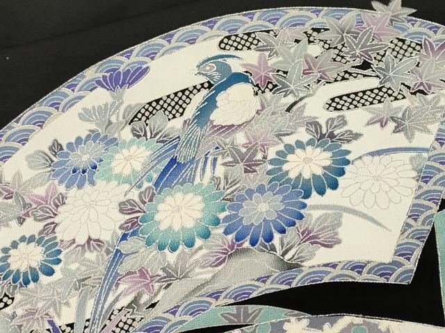 平和屋着物■豪華黒留袖 駒刺繍 地紙重ね鳳凰尾長鳥花文 銀彩 正絹 逸品 CABL3837ev