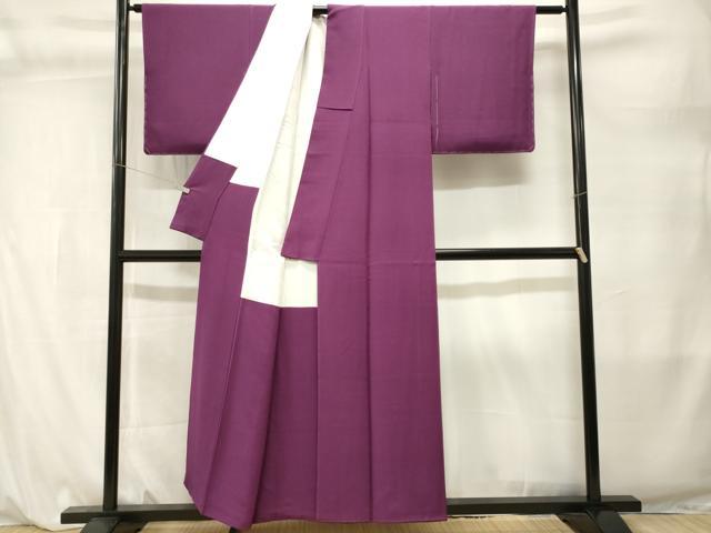 平和屋着物■上質な色無地 茄子紺色 正絹 逸品 CABL3856ev