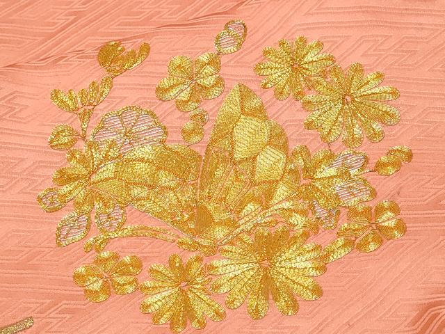 平和屋着物■豪華振袖 駒刺繍 御所車檜扇花文 金銀糸 正絹 逸品 CABL3868ev