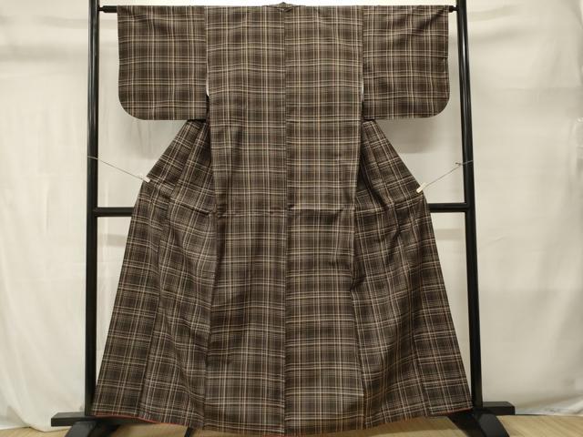 平和屋着物■本場大島紬 格子柄 正絹 逸品 CABL3889ev