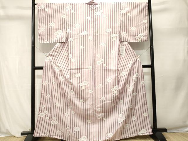 平和屋着物■小紋 縞 椿 洗える着物 CABL3914ev