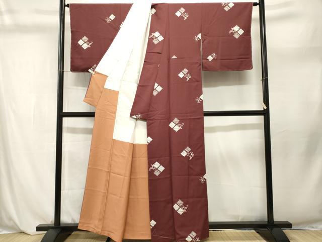 平和屋着物■上質な小紋 菱草花文 正絹 逸品 CABL3919ev