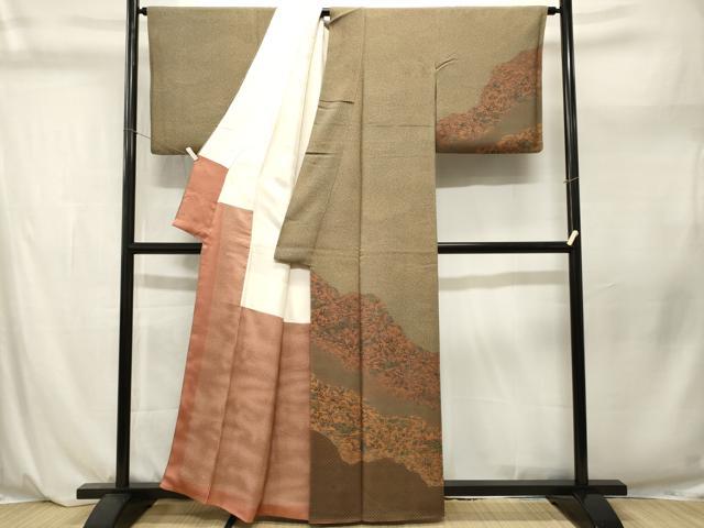 平和屋着物■伝統工芸伝承者 本村正明 訪問着 霰文 流水枝花文 正絹 逸品 CABL3928ev