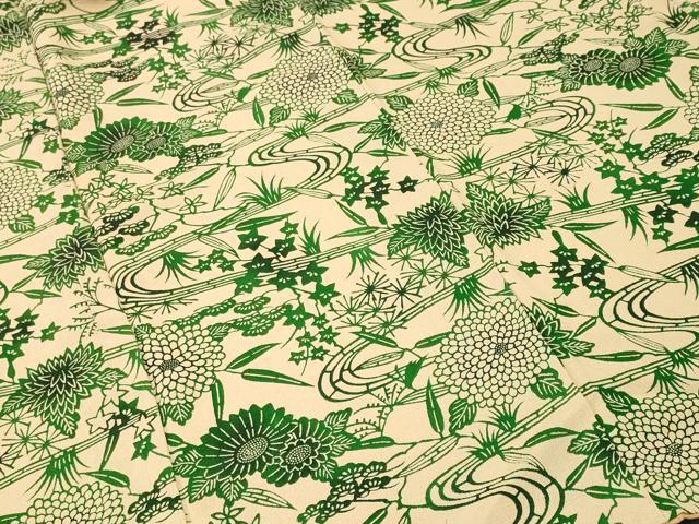 平和屋着物■上質な小紋 型染め 流水草花文 鬼しぼ縮緬 正絹 逸品 CABL3936ev