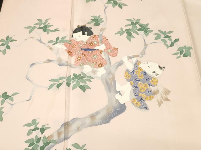 平和屋着物■訪問着 作家物 唐子 舞葉文 暈し染め 正絹 逸品 CABL3939ev
