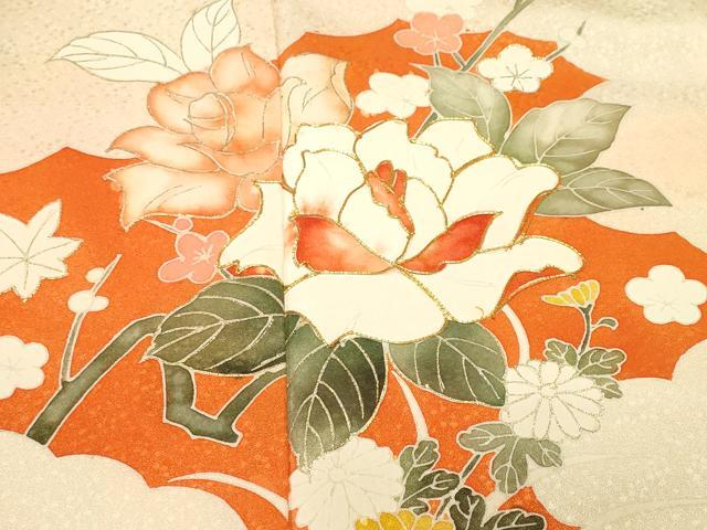 平和屋着物■訪問着 駒刺繍 枝花文 バラ 暈し染め 金彩 正絹 逸品 CABL3946ev