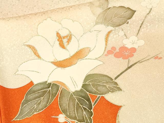 平和屋着物■訪問着 駒刺繍 枝花文 バラ 暈し染め 金彩 正絹 逸品 CABL3946ev