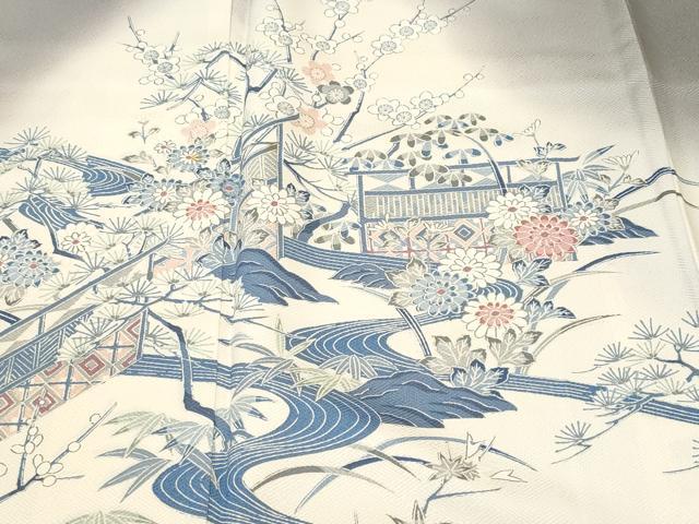 平和屋着物■訪問着 流水松竹梅花文 暈し染め 正絹 逸品 CABL3947ev