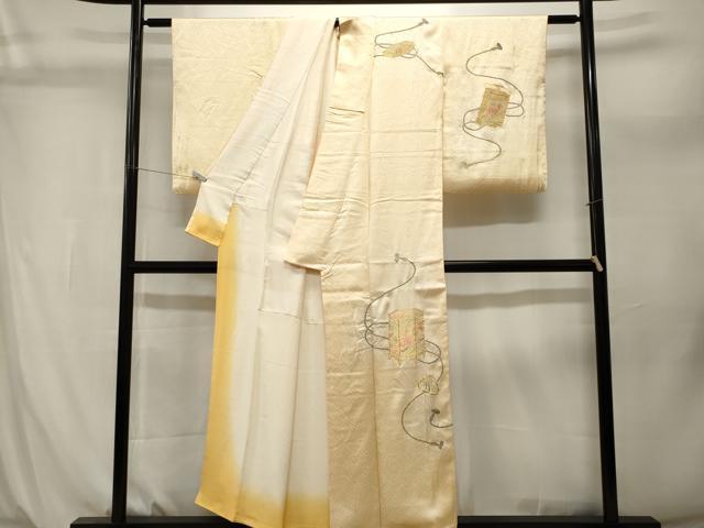 平和屋着物■訪問着 総刺繍 駒刺繍 貝桶花文 暈し染め 金糸 正絹 逸品 CABL3948ev