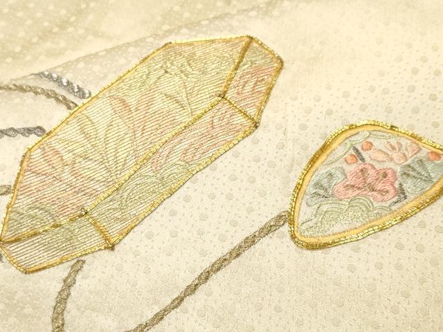 平和屋着物■訪問着 総刺繍 駒刺繍 貝桶花文 暈し染め 金糸 正絹 逸品 CABL3948ev