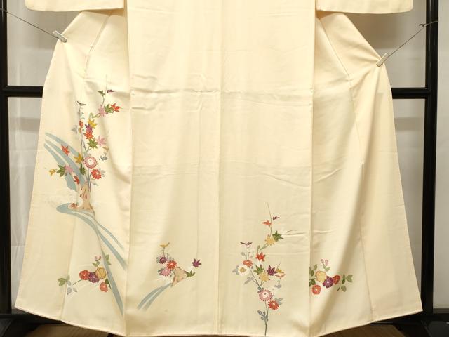 平和屋着物■訪問着 駒刺繍 立波枝花文 正絹 逸品 CABL3981ev