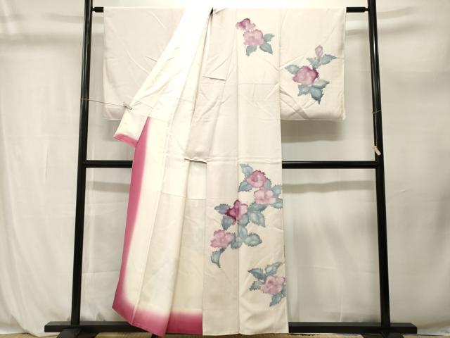 平和屋着物■訪問着 手描き 草花文 暈し染め 正絹 逸品 CABL3986ev