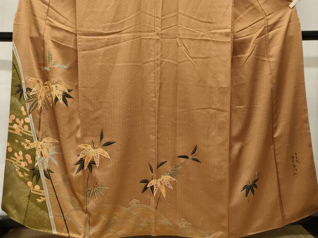 平和屋着物■訪問着 作家物 駒刺繍 立波笹竹花文 金銀彩 正絹 逸品 CABL3989ev