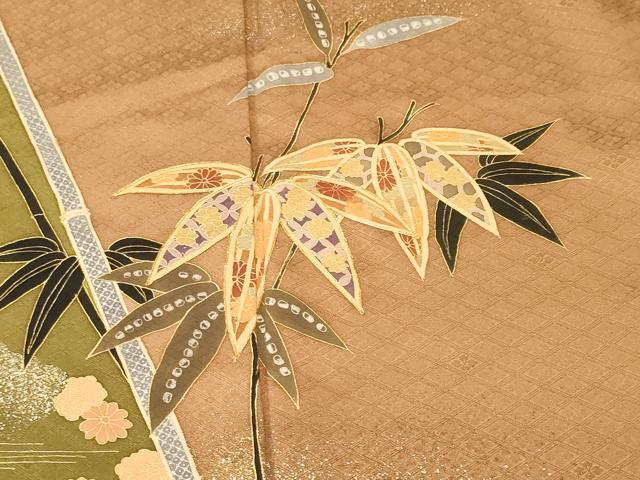 平和屋着物■訪問着 作家物 駒刺繍 立波笹竹花文 金銀彩 正絹 逸品 CABL3989ev